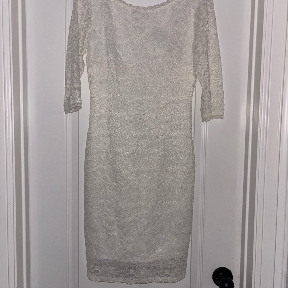 Laundry By Shelli Segal White Lace Long Sleeve Dress